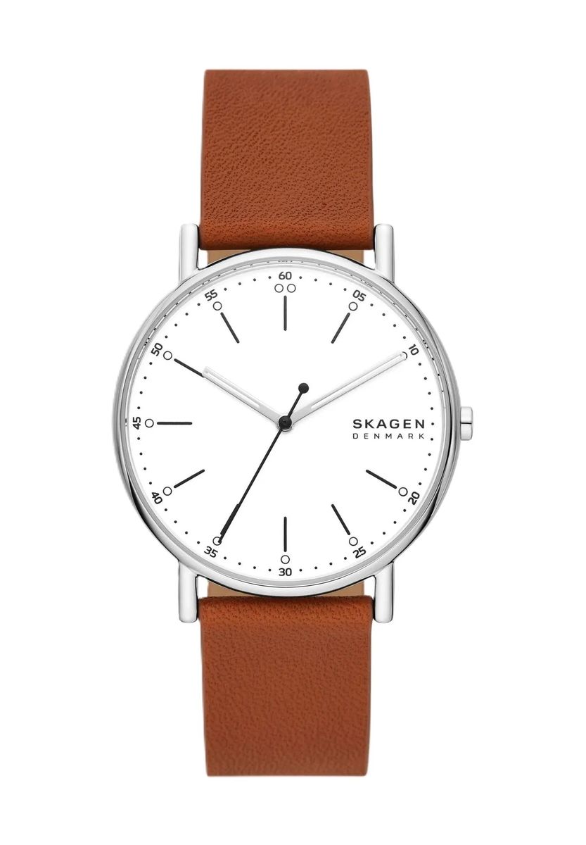 Minimalistische Rundgehäuse-Lederuhr