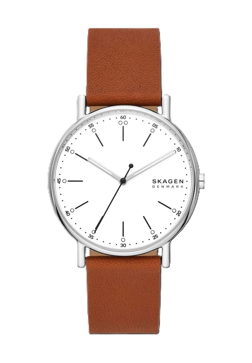 Minimalistische Rundgehäuse-Lederuhr