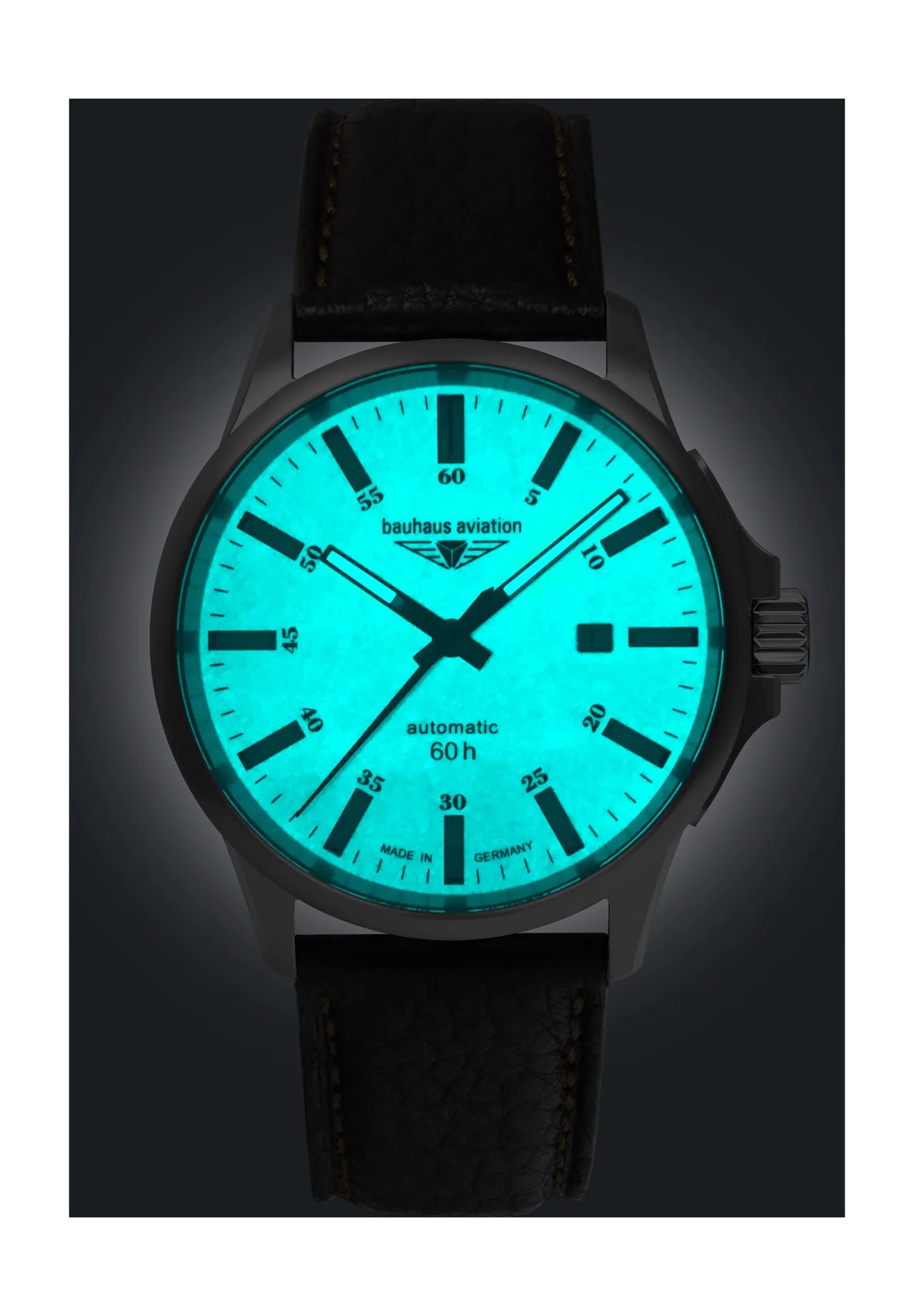 Automatische Fliegeruhr mit Lederarmband