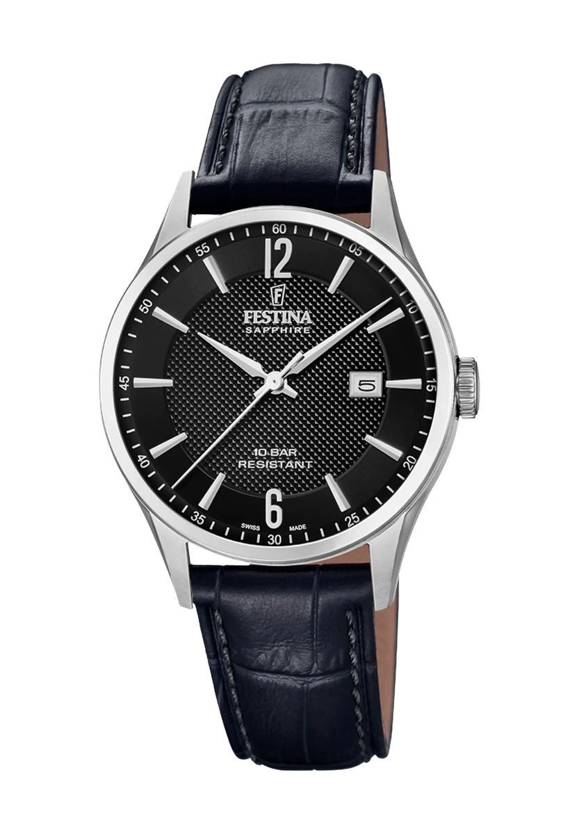 Klassische Dresswatch mit Lederarmband