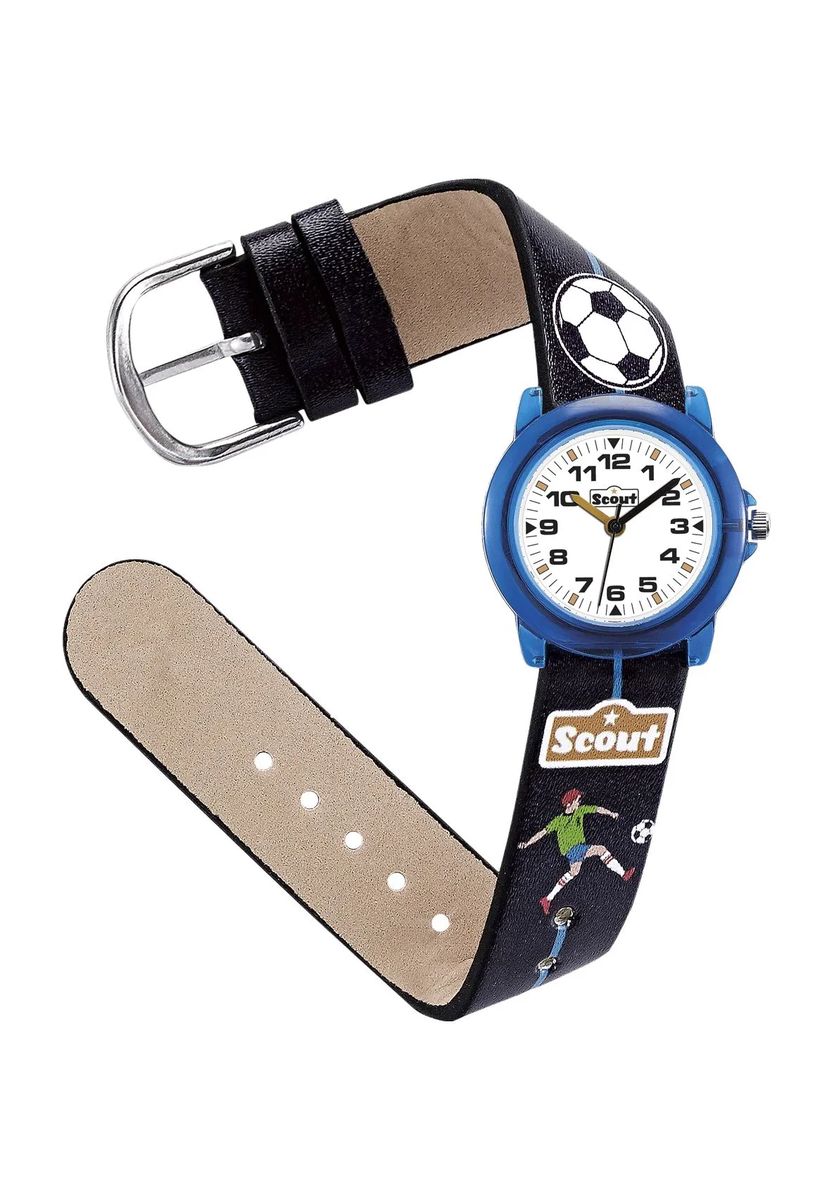 Analoge Kinderuhr mit Fußballmotiv