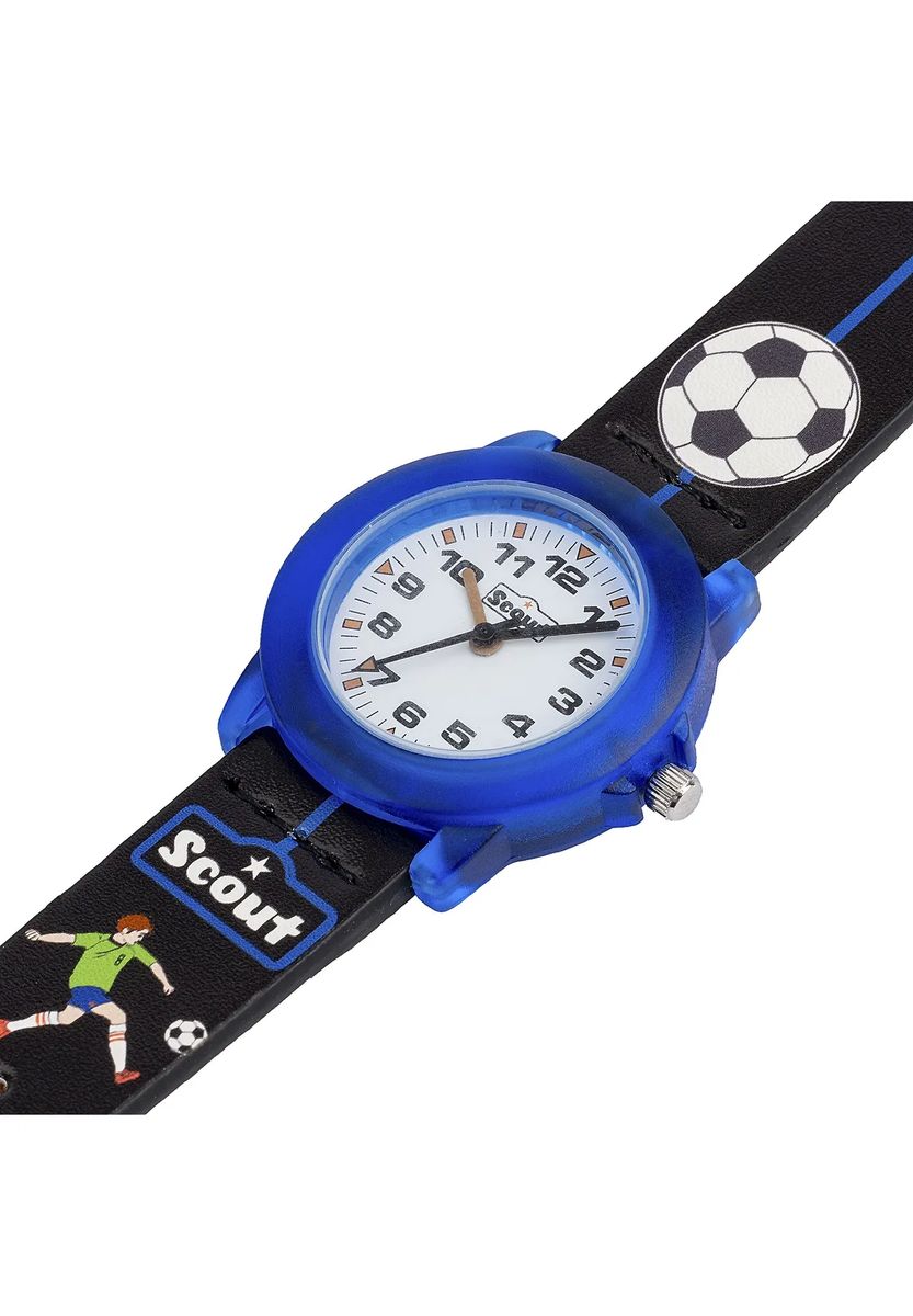 Analoge Kinderuhr mit Fußballmotiv