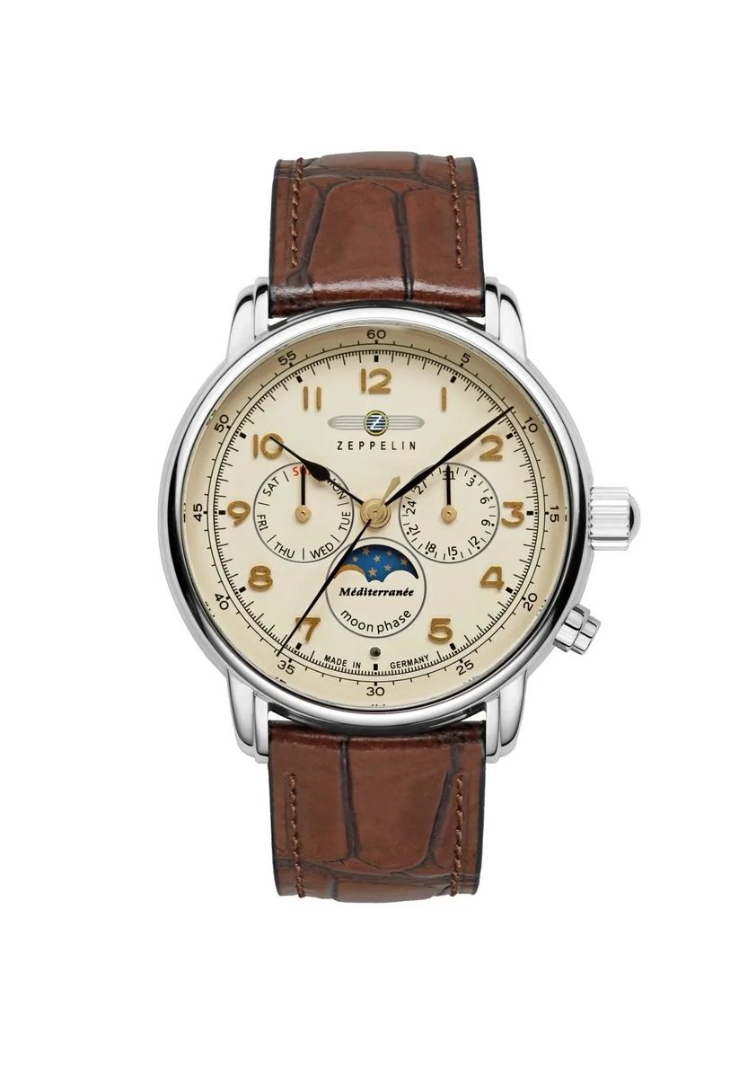 Chronograph mit Mondphase und Lederarmband