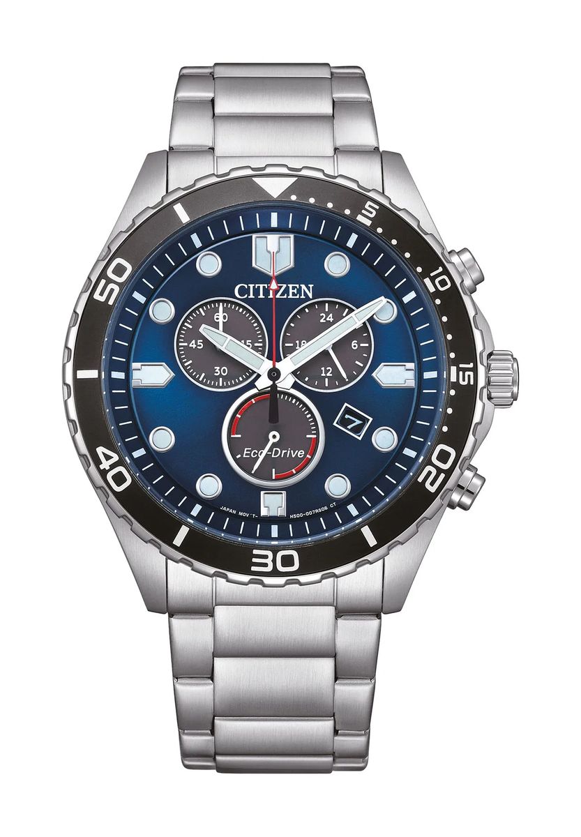 Eco-Drive Chronograph Edelstahl-Armbanduhr