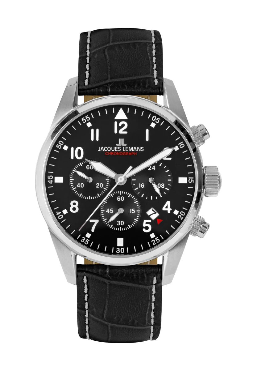 Klassischer Chronograph mit Lederarmband