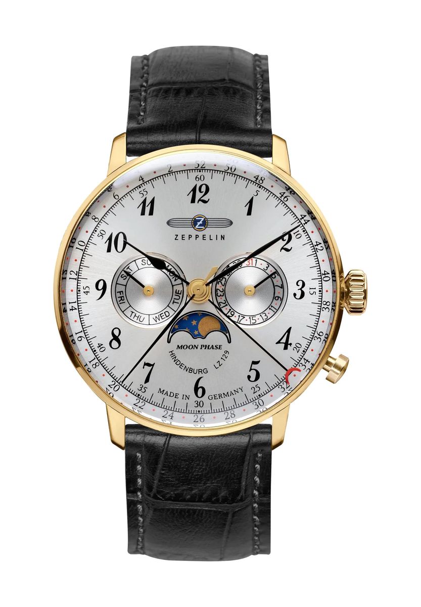 Elegante Mondphasenuhr mit Lederarmband