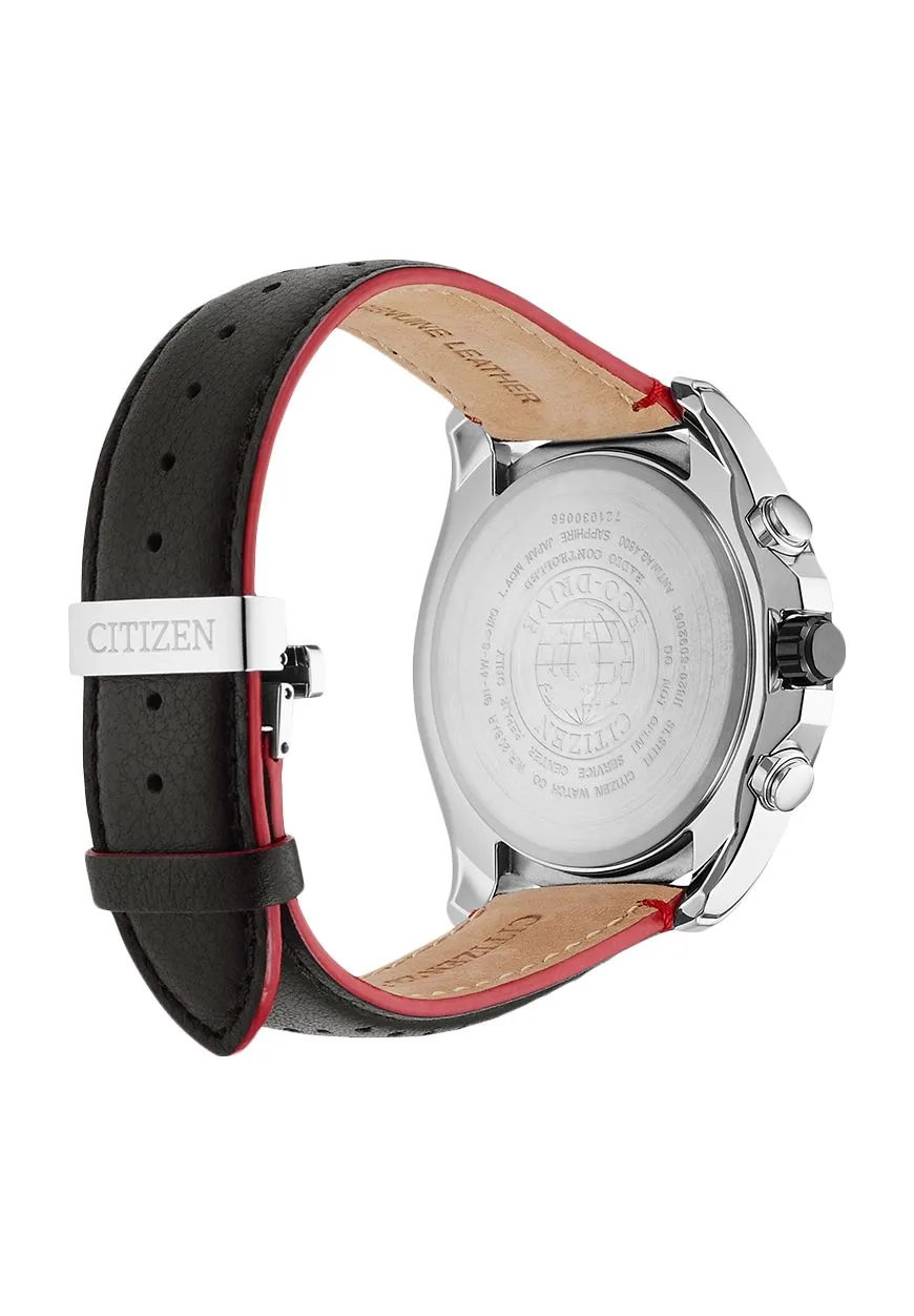 Funkgesteuerte Weltzeituhr mit Lederarmband