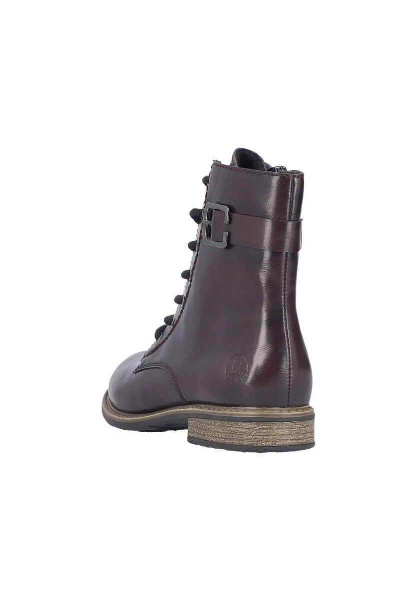 Polierte Schnürstiefeletten mit Schnalle