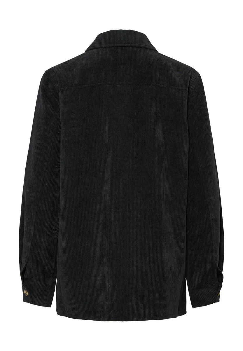 Schwarzes Cord Overshirt mit Knopfleiste