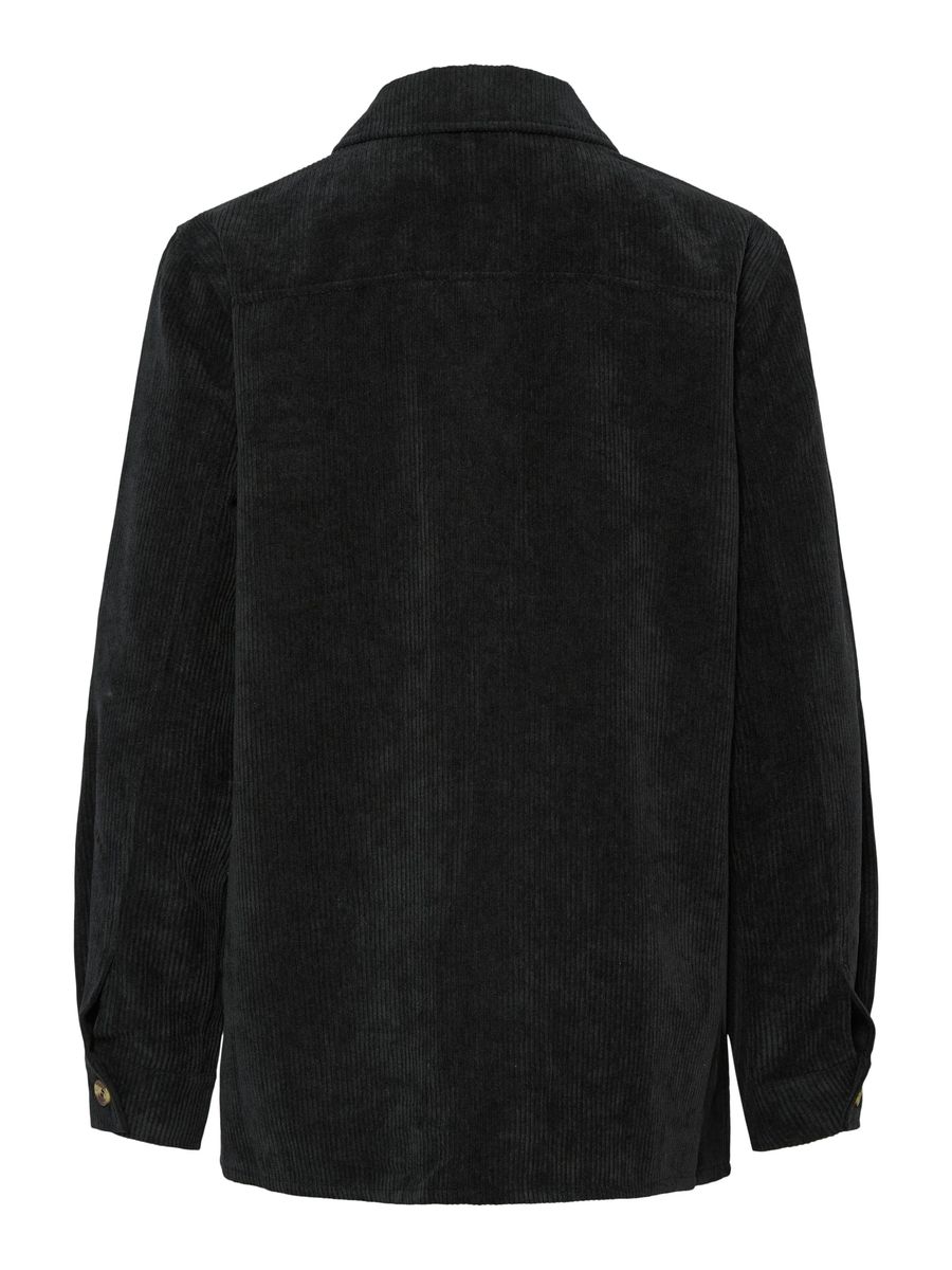 Schwarzes Cord Overshirt mit Knopfleiste
