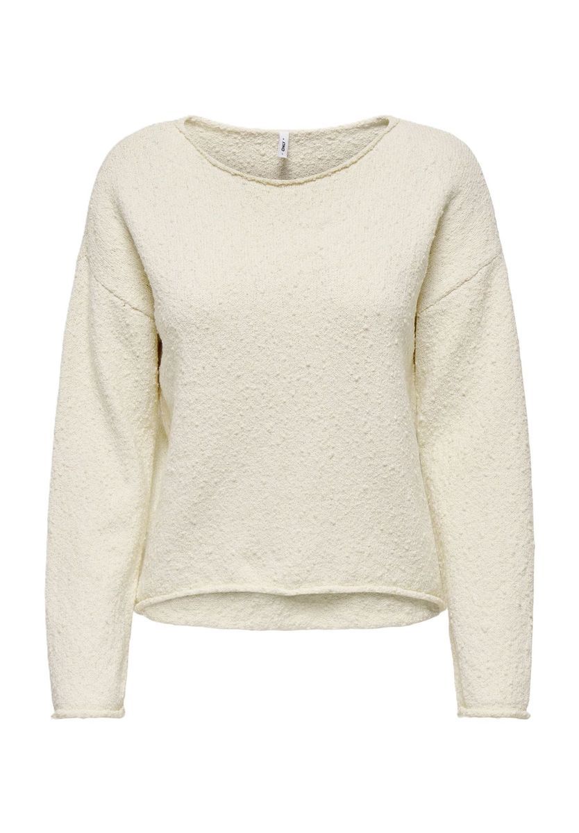 Strukturierter Strickpullover mit offenem Saum