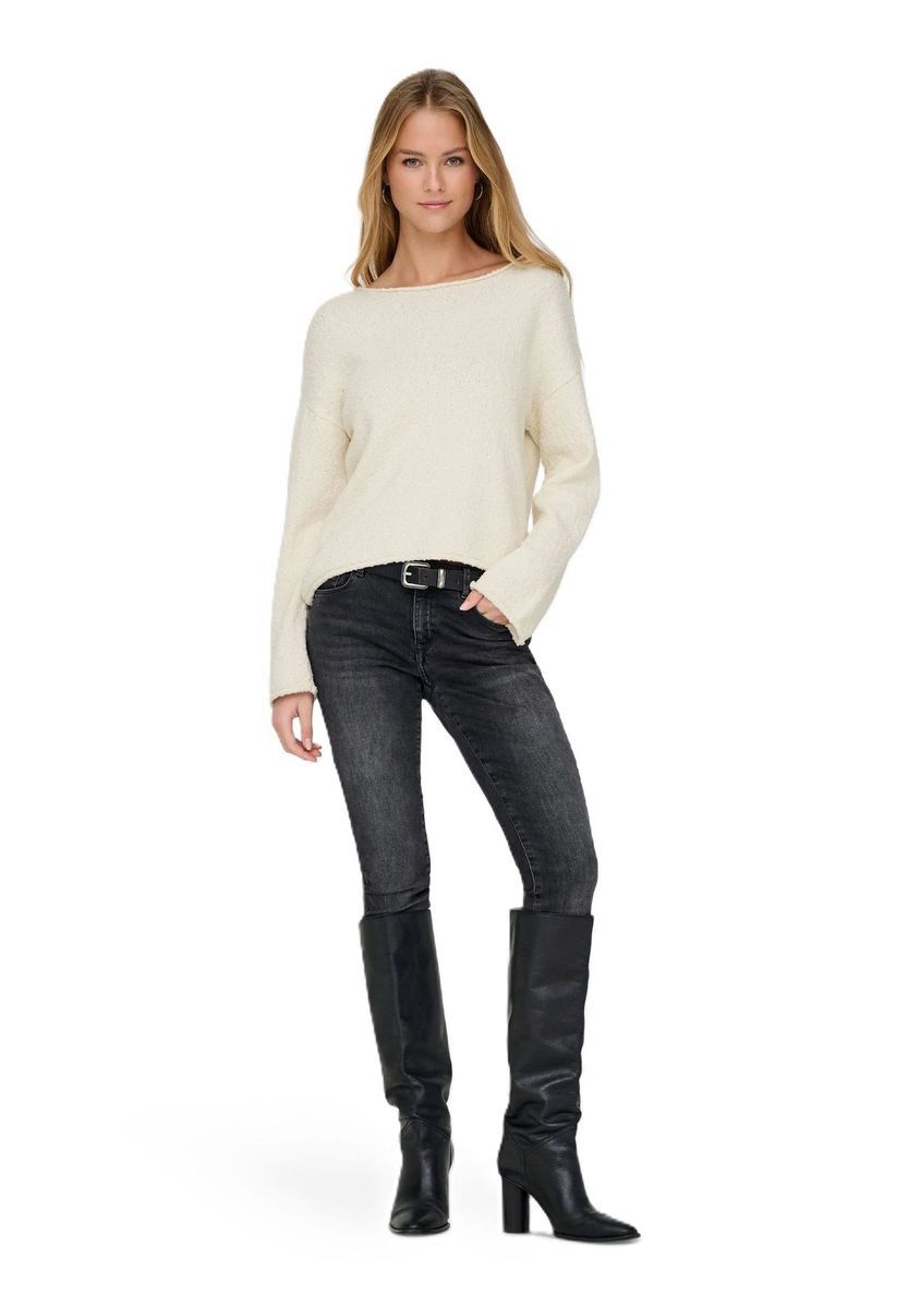 Strukturierter Strickpullover mit offenem Saum