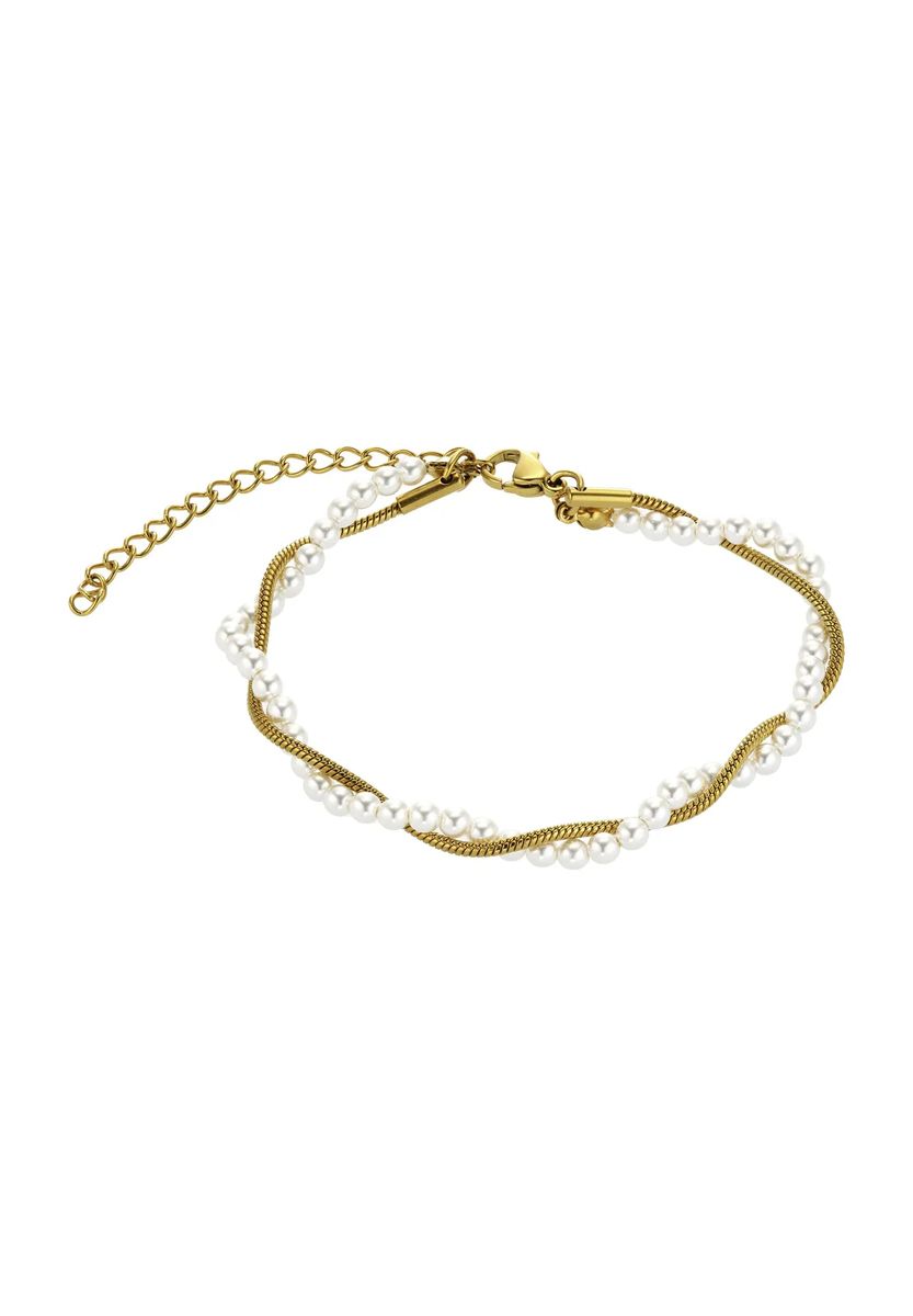 Gedrehtes Perlen- und Kettenarmband