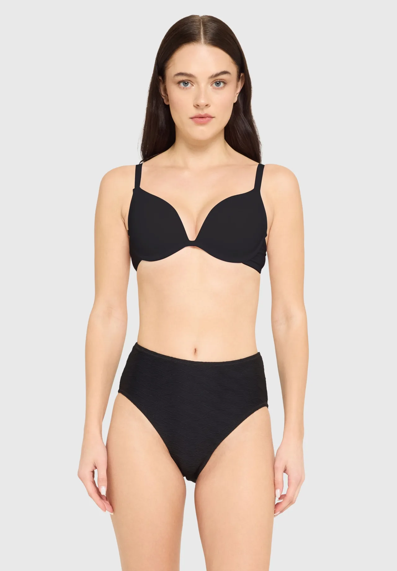 Strukturierte High-Waist Bikini-Hose