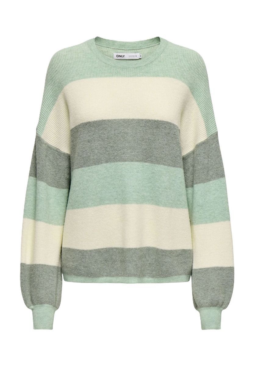 Gestreifter Strickpullover mit Ballonärmeln
