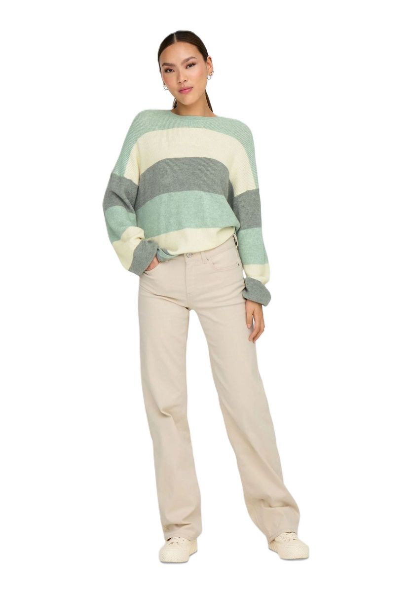 Gestreifter Strickpullover mit Ballonärmeln