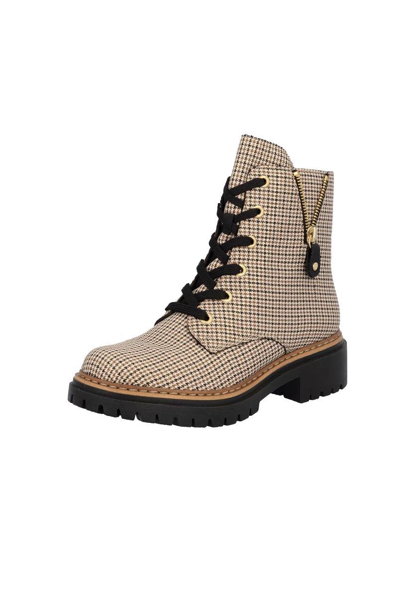 Schnürstiefel mit Hahnentrittmuster