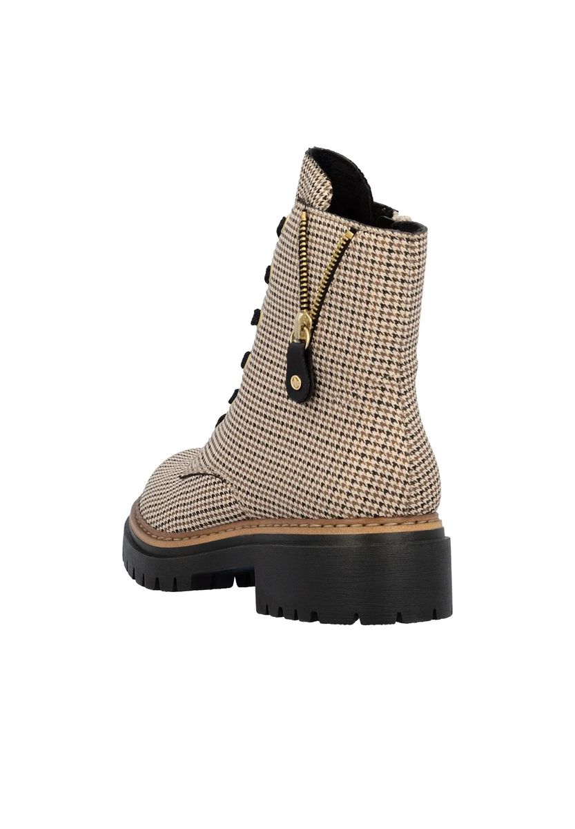 Schnürstiefel mit Hahnentrittmuster
