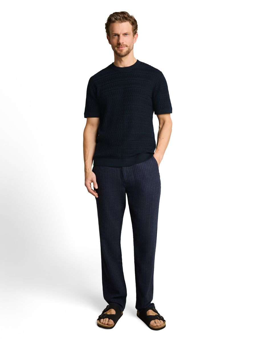 Strukturierter Kurzarm-Strickpullover