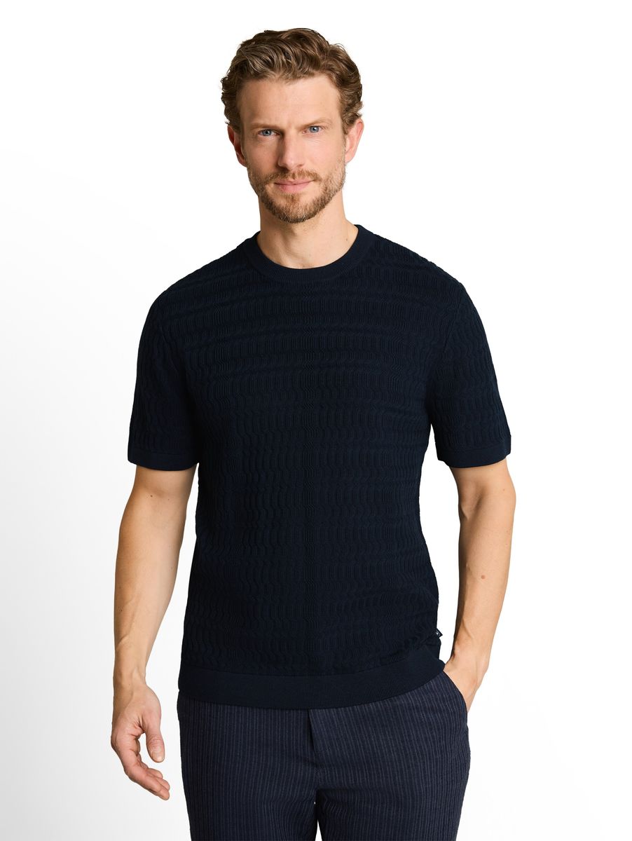 Strukturierter Kurzarm-Strickpullover