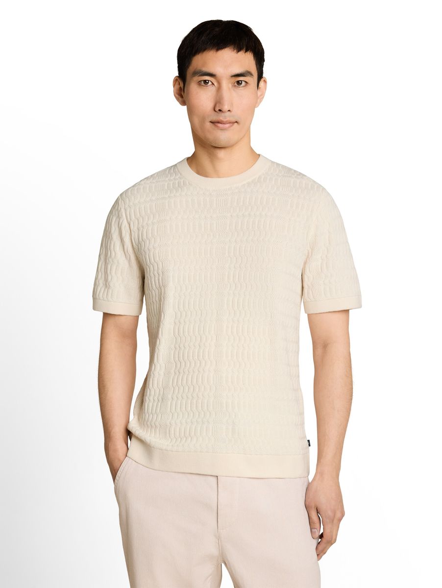 Strukturierter Kurzarm-Strickpullover