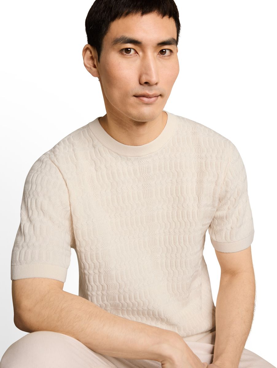 Strukturierter Kurzarm-Strickpullover