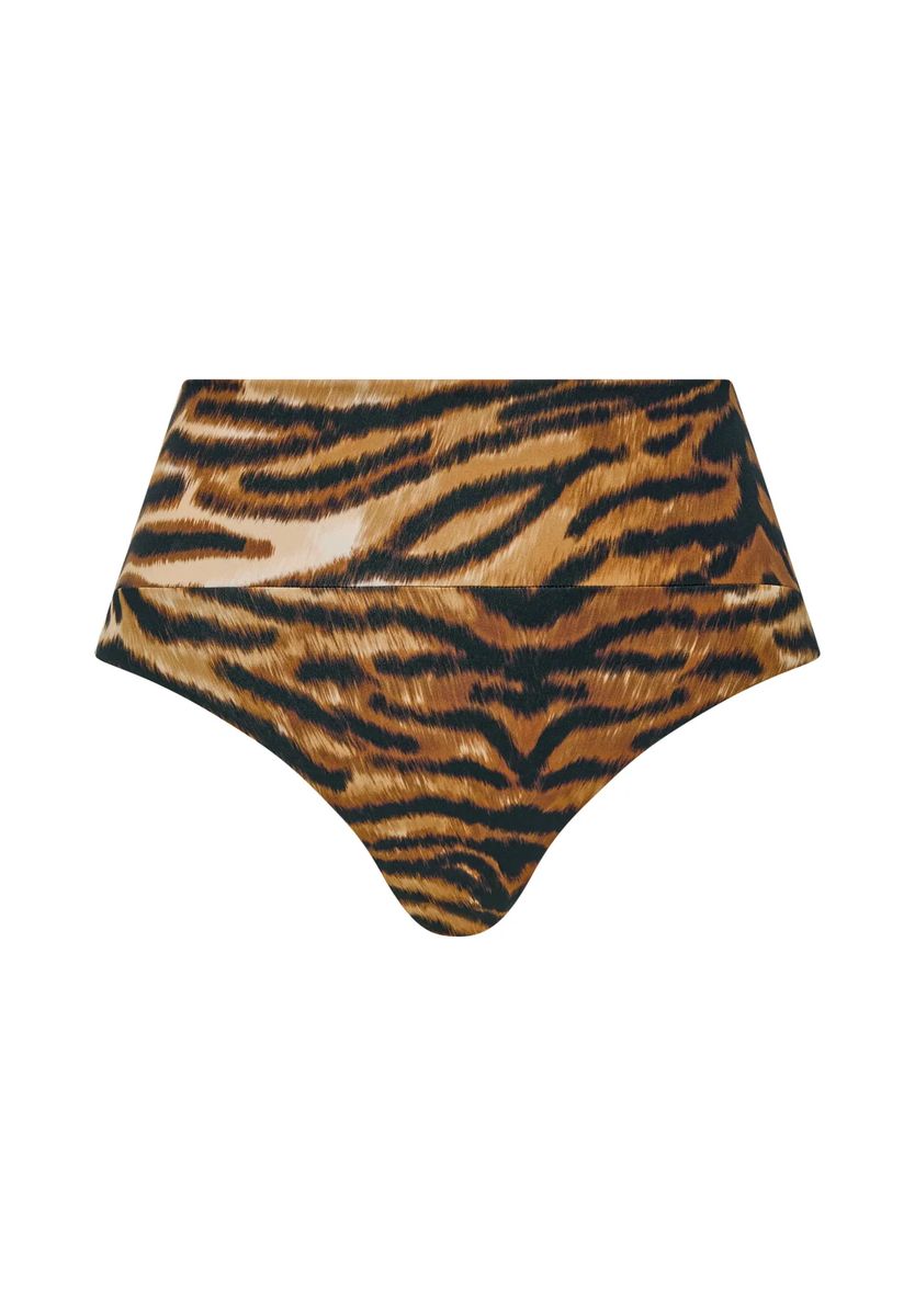 Hoch geschnittenes Bikini-Unterteil mit Tigermuster