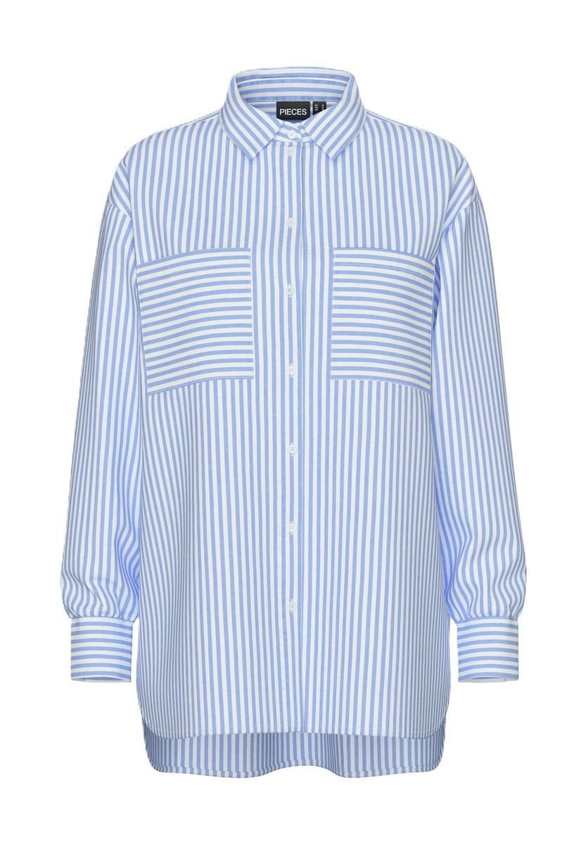 Gestreiftes, übergroßes Langarmhemd
