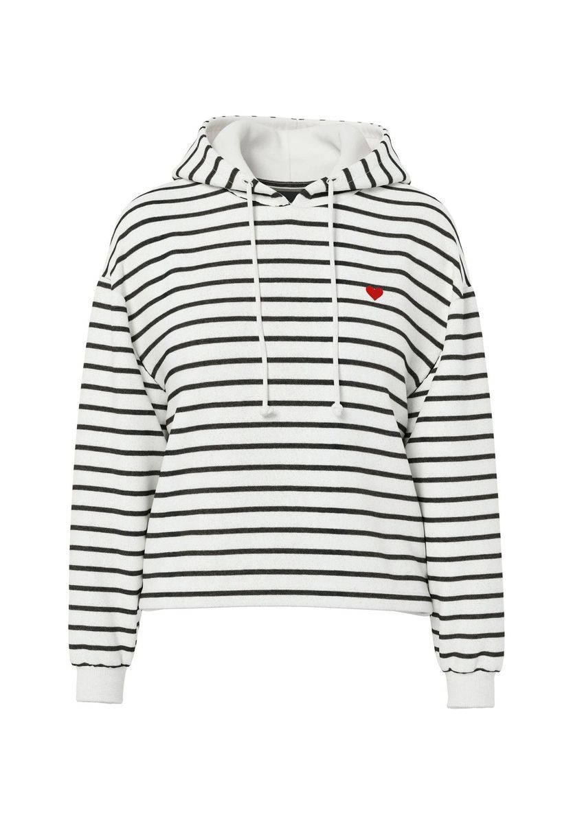 Gestreifter Baumwollmix Hoodie mit Kordelzug