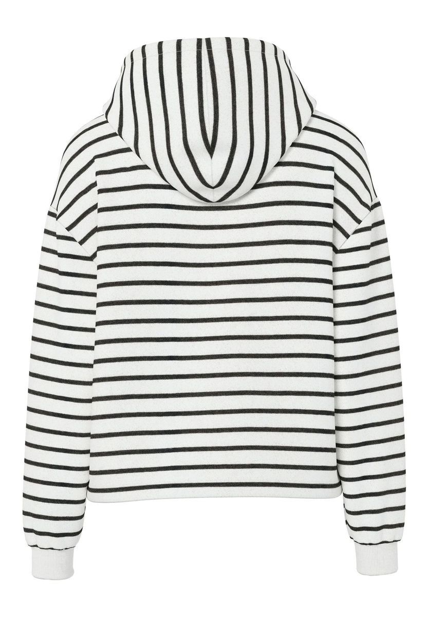 Gestreifter Baumwollmix Hoodie mit Kordelzug