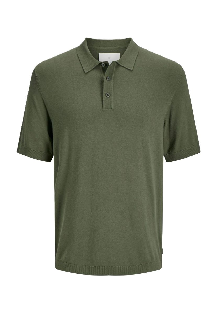 Herren Strick Polo Shirt in Olivgrün