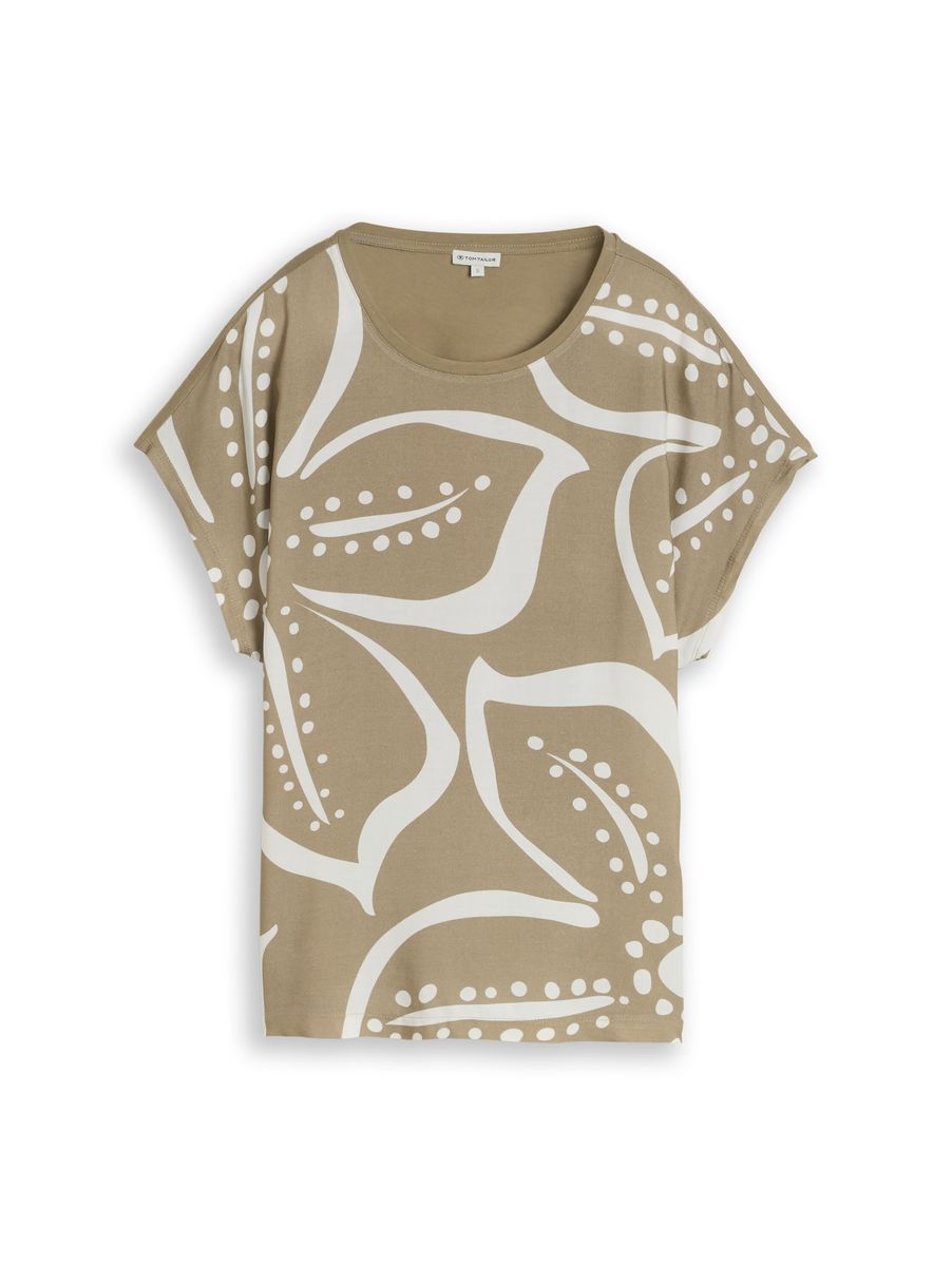 T-Shirt mit Blattmuster und Fledermausärmeln