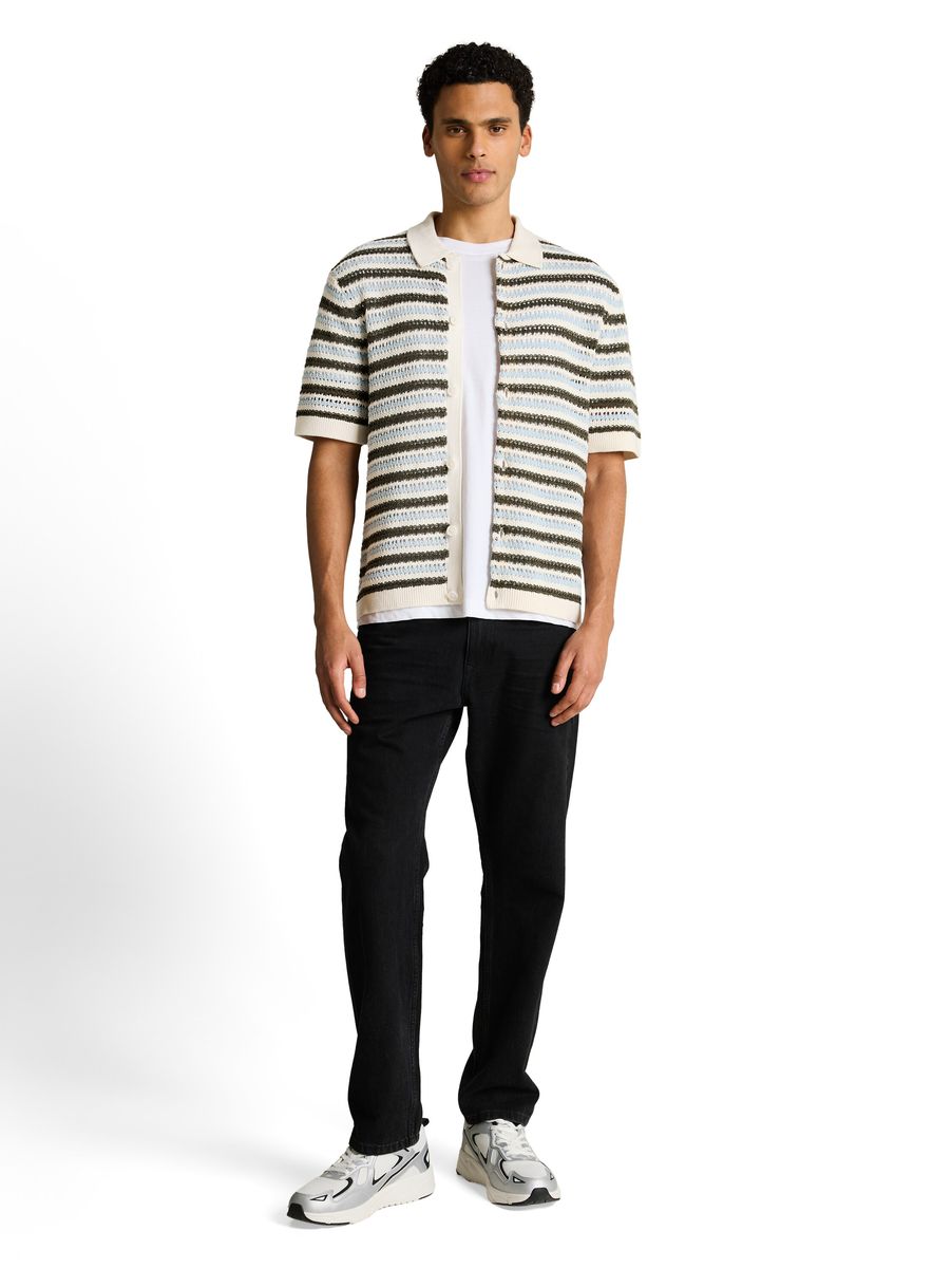 Gestreiftes Poloshirt aus Strukturstrick