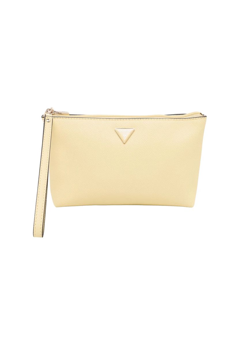 Elegante Saffiano-Pouch mit Handschlaufe