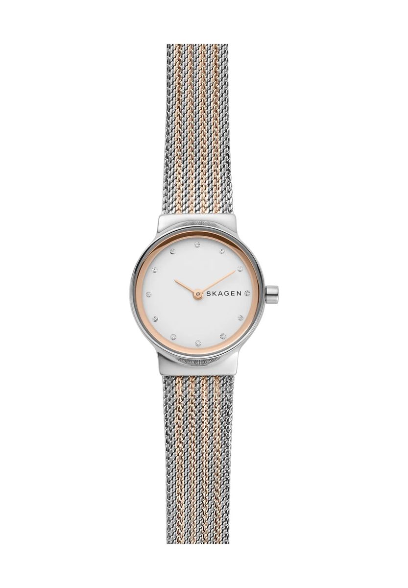 Elegante Bicolor-Armbanduhr mit Mesh-Band