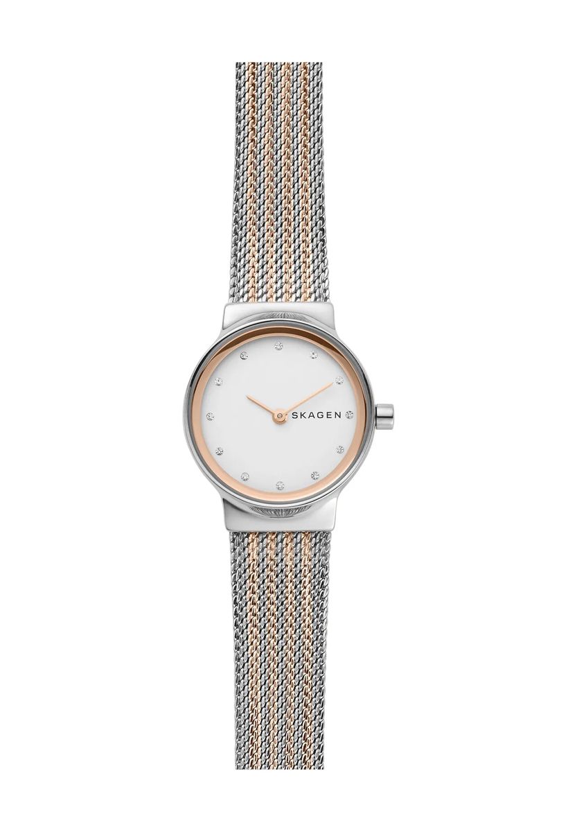 Elegante Bicolor-Armbanduhr mit Mesh-Band