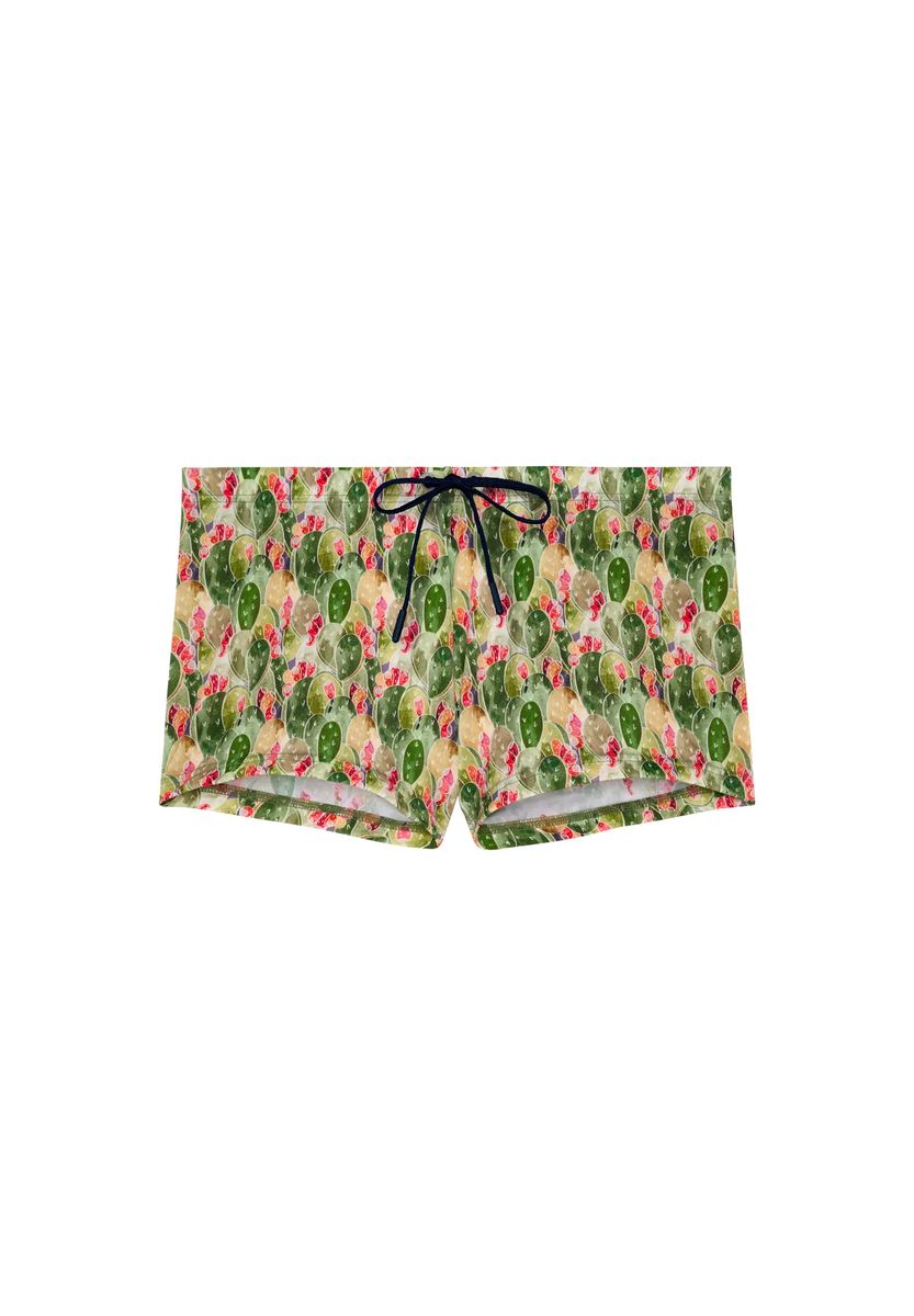 Badeshorts mit Kaktus-Print und Tunnelzug