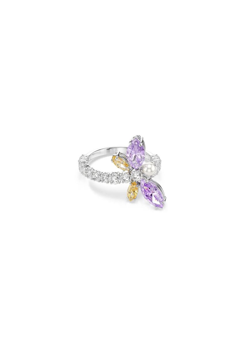 Kristall-Libellen-Ring mit Pavé-Fassung