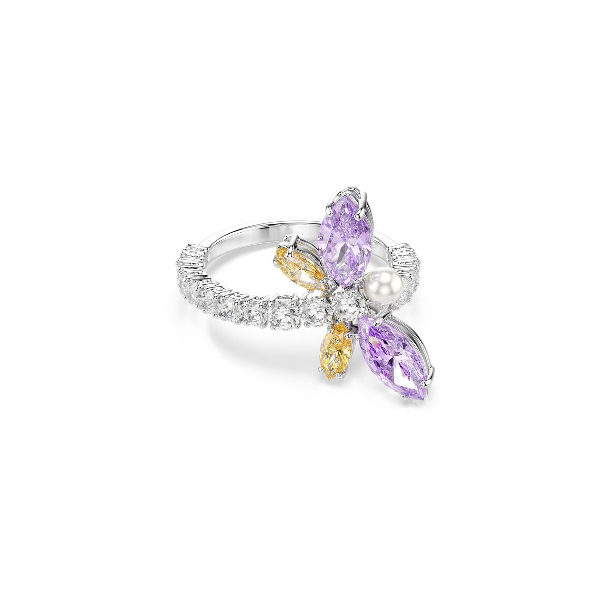 Kristall-Libellen-Ring mit Pavé-Fassung
