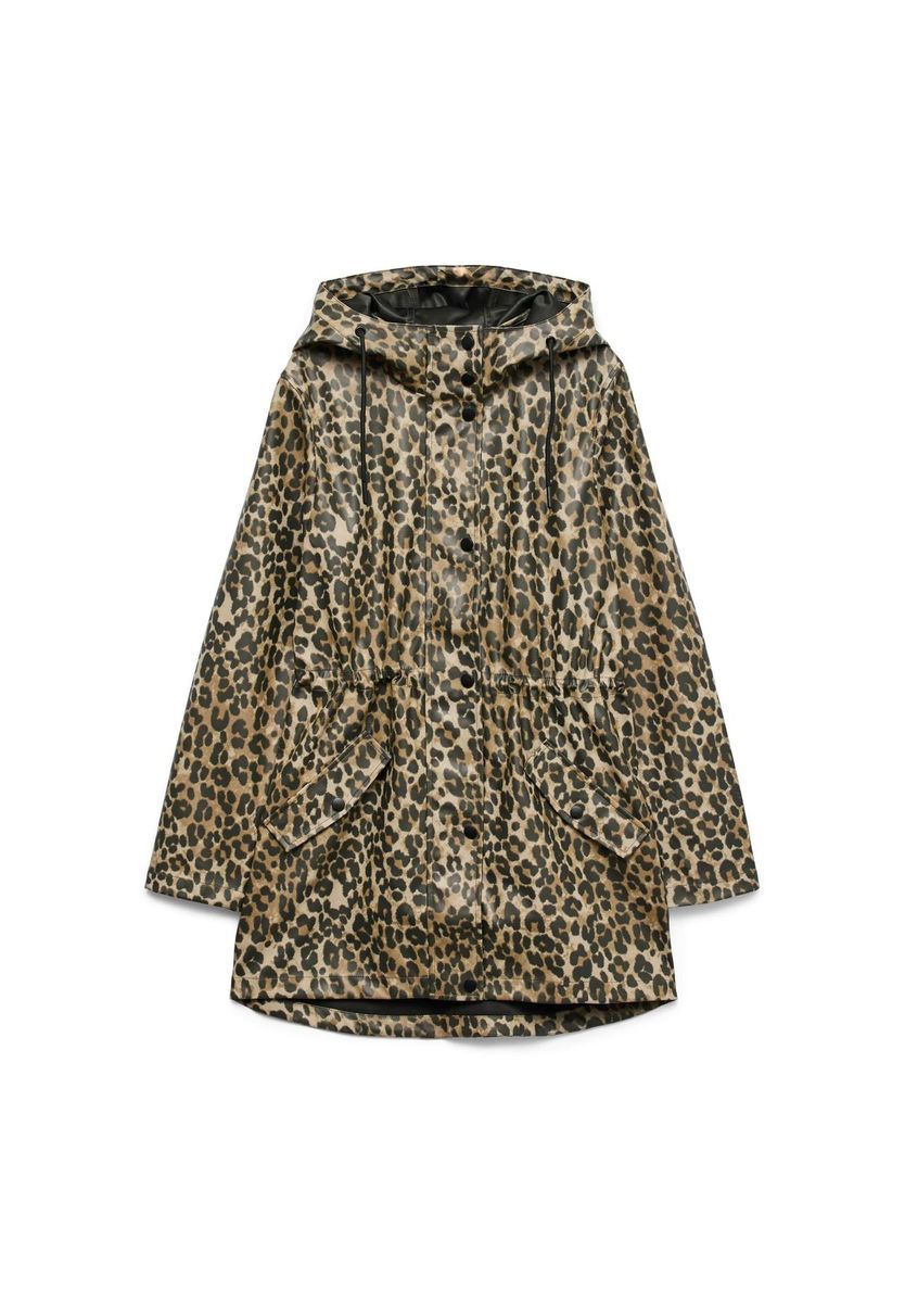 Leopard Print Regenmantel Anorak mit Kapuze