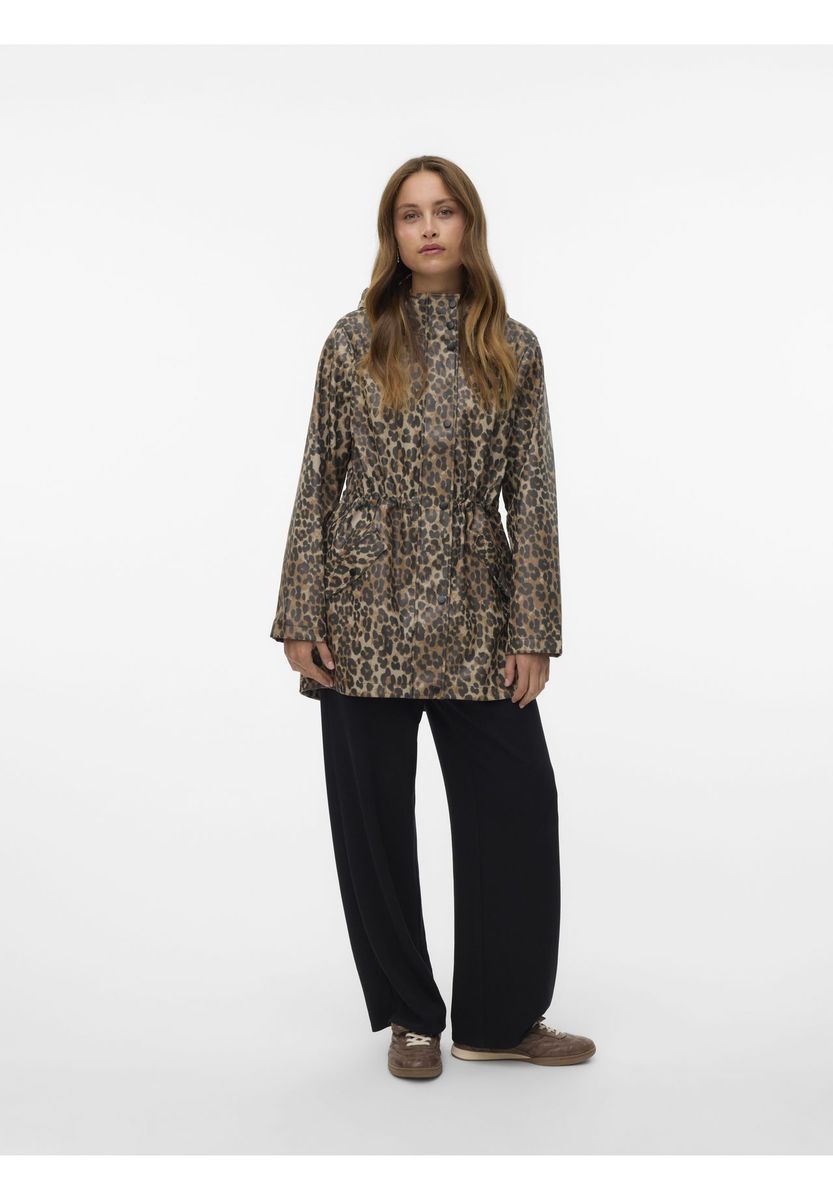 Leopard Print Regenmantel Anorak mit Kapuze