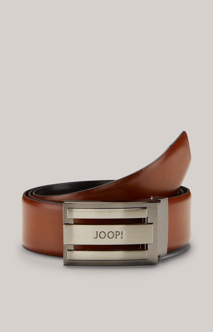 Joop! Cognac Brauner Ledergürtel mit Silberschnalle