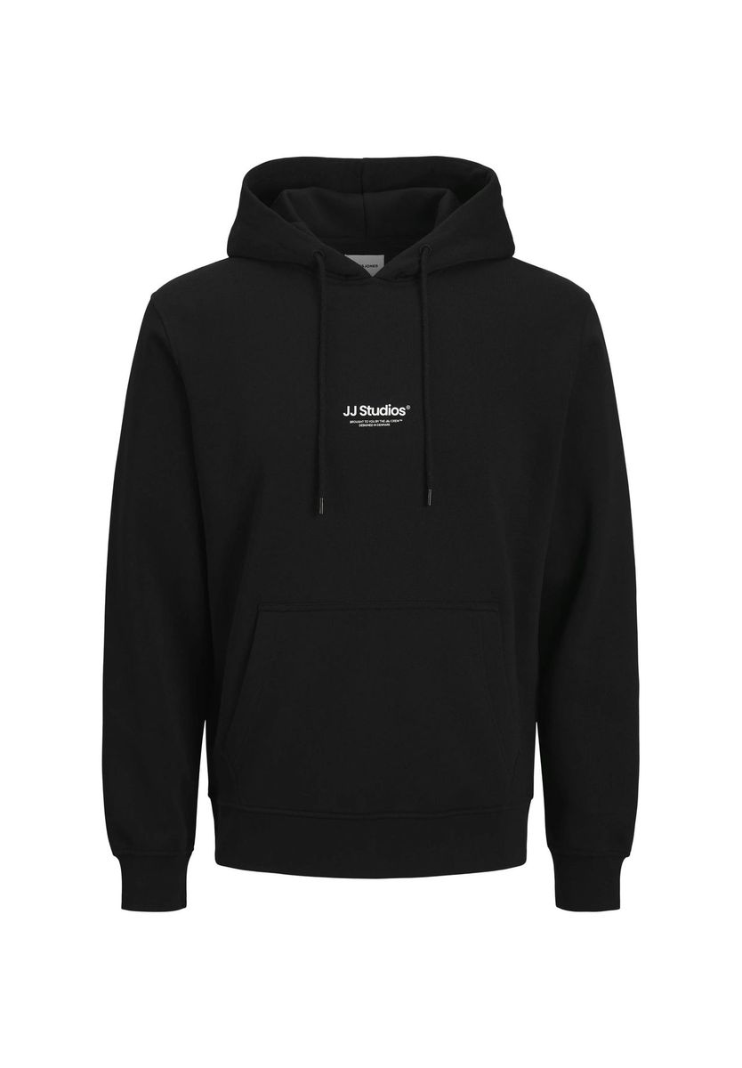 Klassischer schwarzer Kapuzenpullover mit Logo