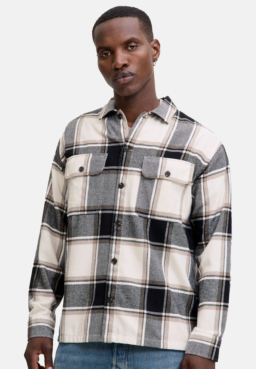 ORIGINALS by JACK & JONES Hemdjacke Charge, Langarm, Kent, Herren, beige|schwarz, L