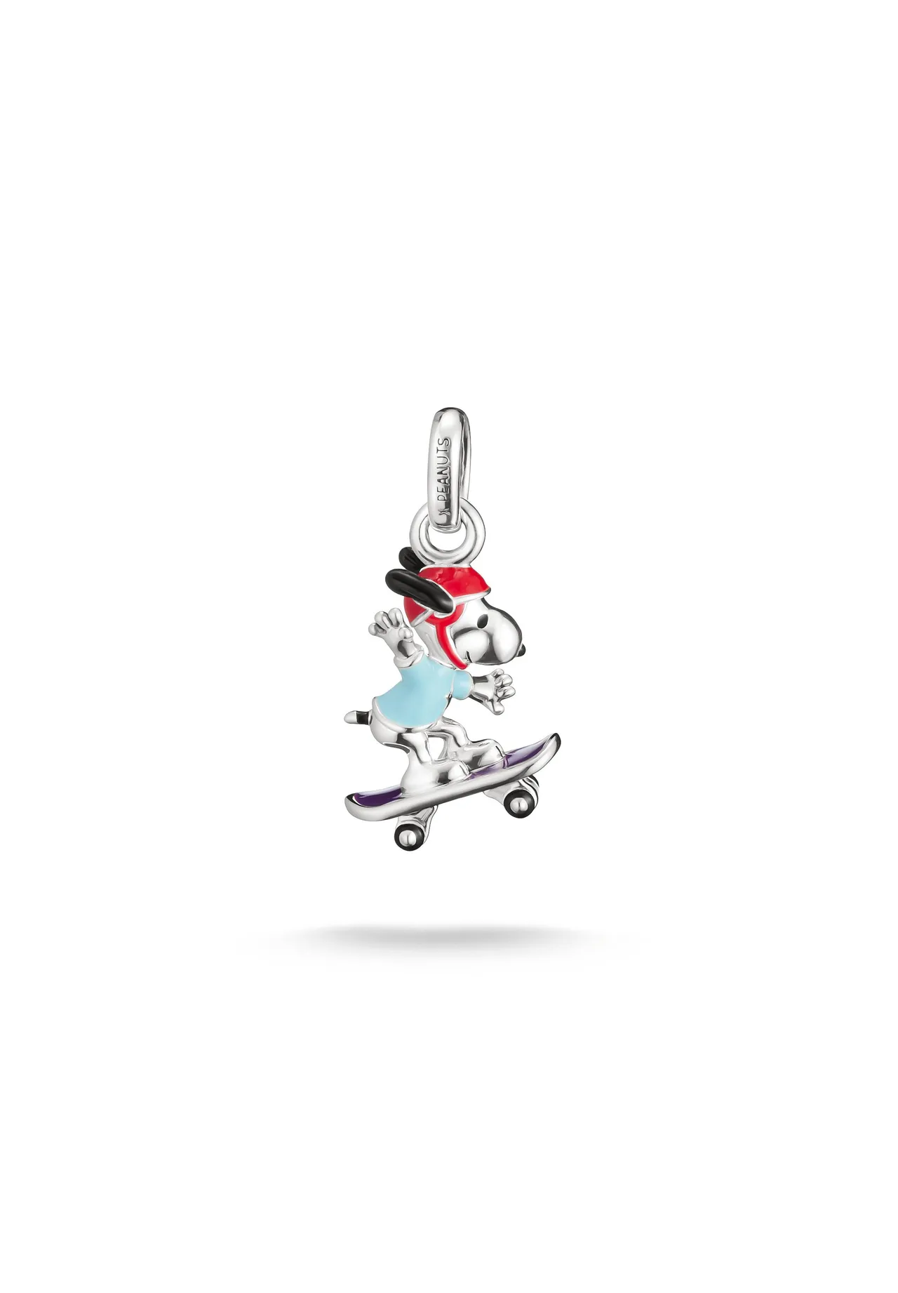 Snoopy Skateboard Charm aus Sterlingsilber
