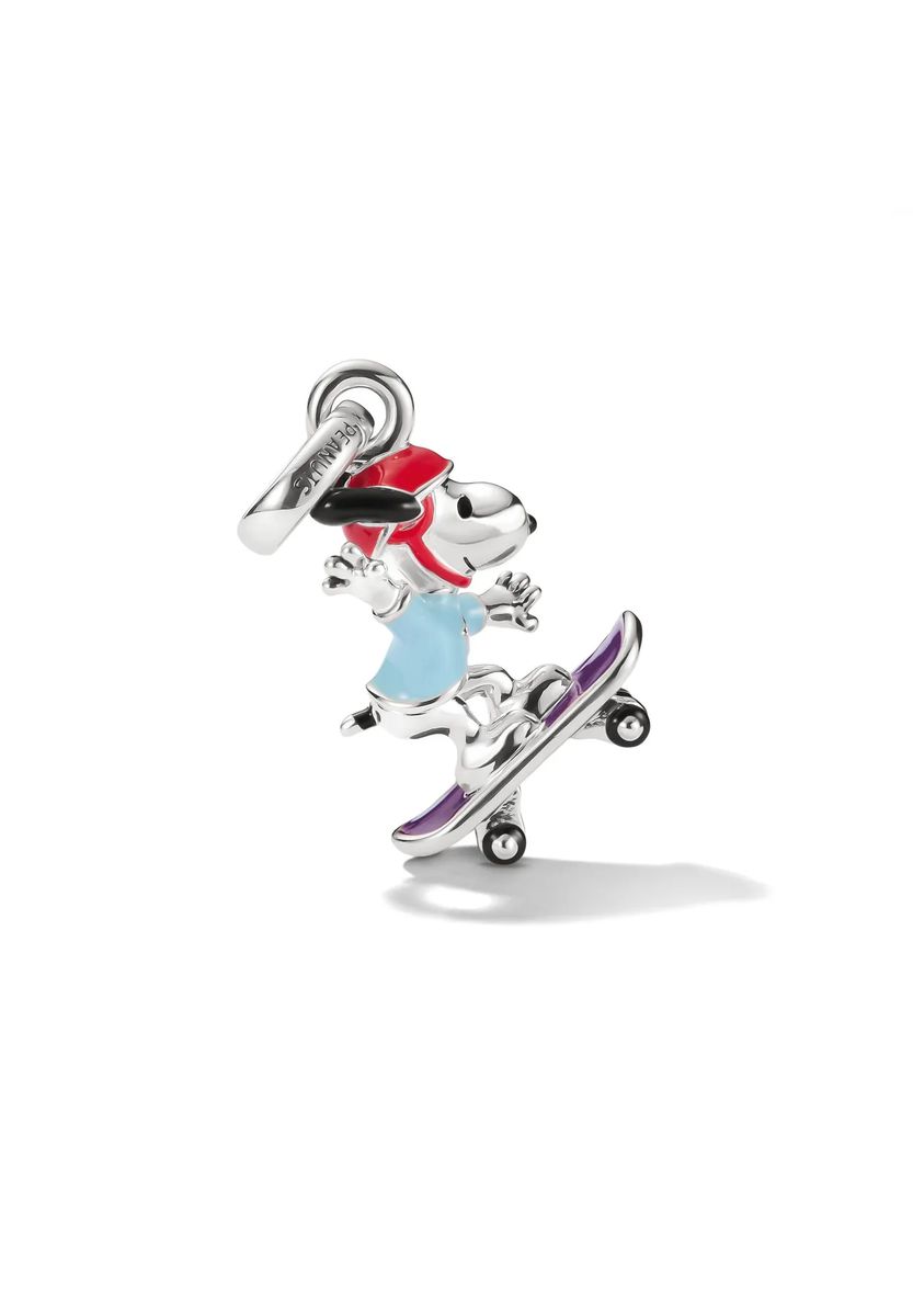 Snoopy Skateboard Charm aus Sterlingsilber