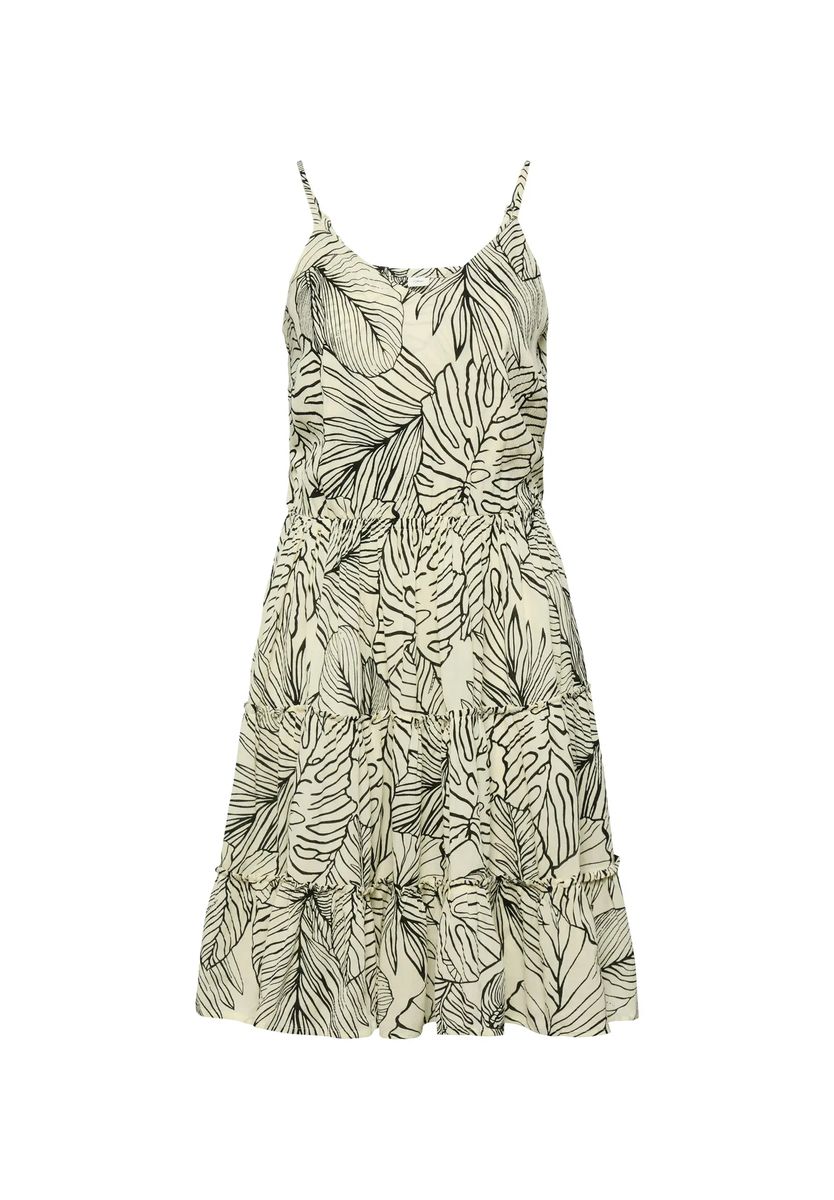 Stufenkleid mit Monstera-Print