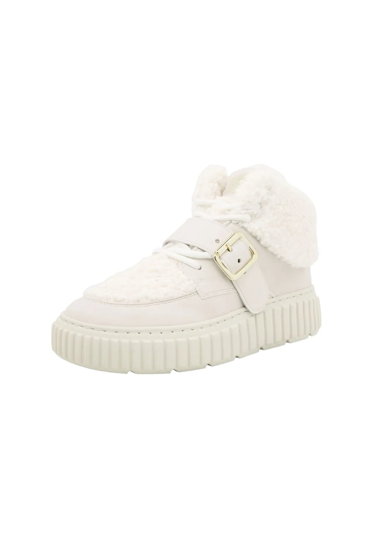 Plateau-Stiefeletten mit Shearling-Besatz