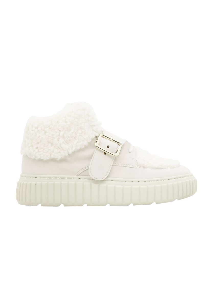 Plateau-Stiefeletten mit Shearling-Besatz