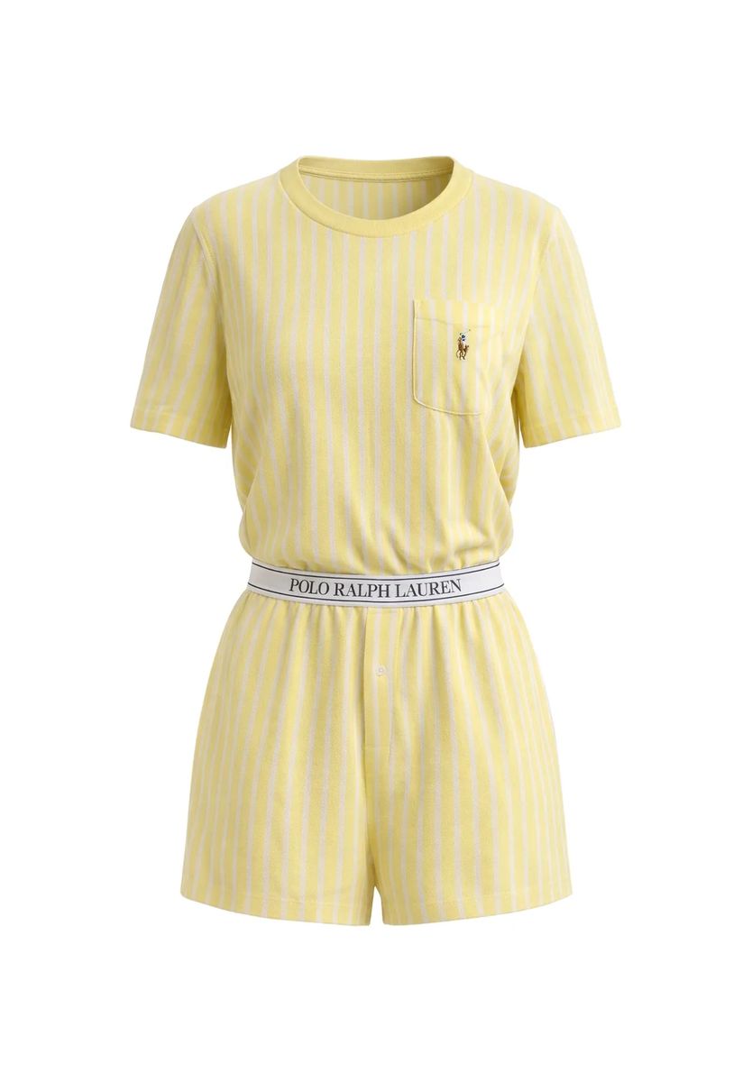 Gestreiftes Loungewear-Set aus Baumwollstrick